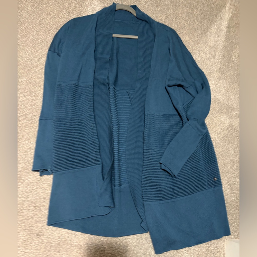 Women's lululemon Blue Open cardigan Sweater 8 medium merino wool